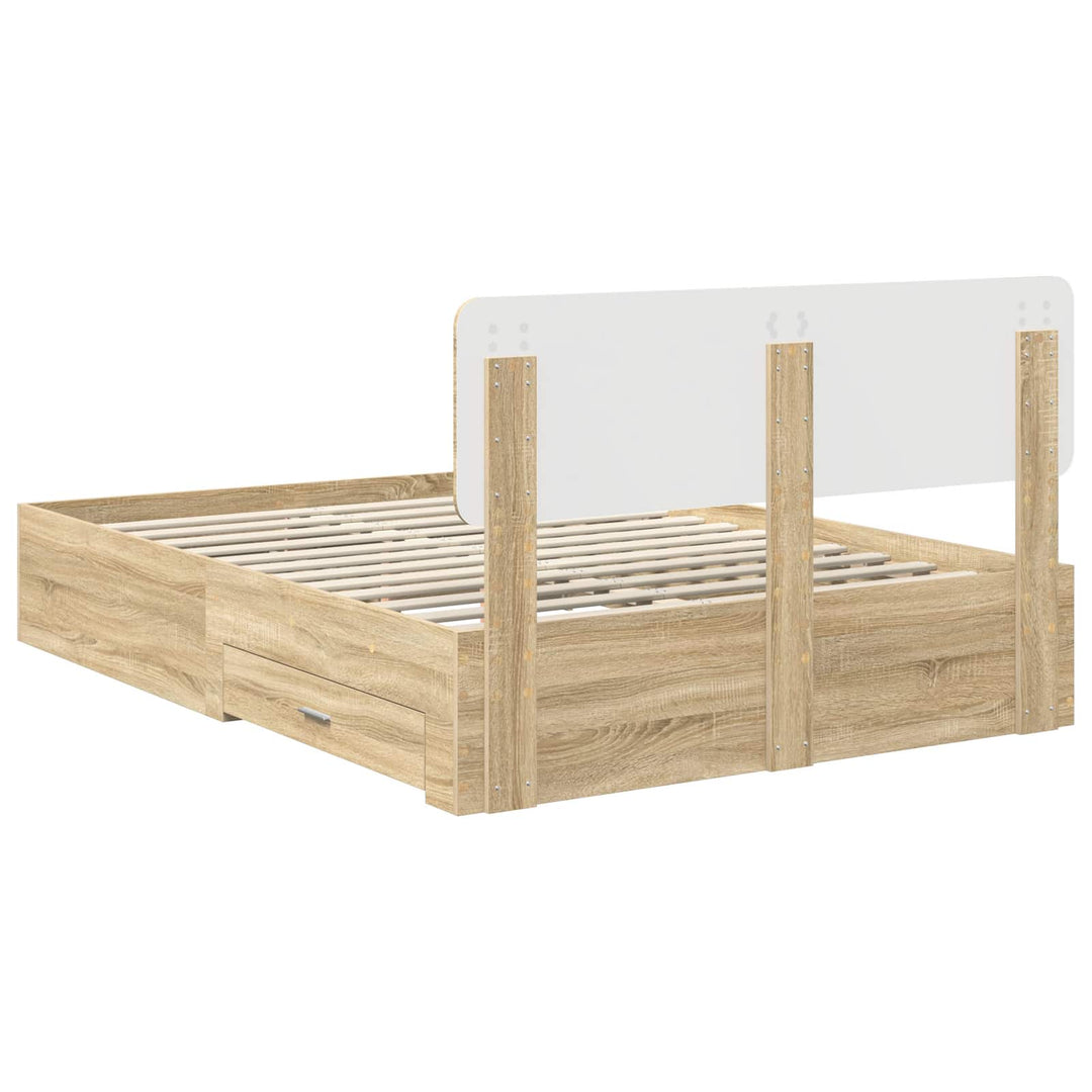 Sengestel med skuffe Sonoma eg 140 x 190 cm Konstrueret træ