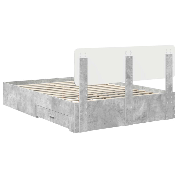 Sengestel med skuffe Beton Grå 140 x 190 cm Konstrueret træ