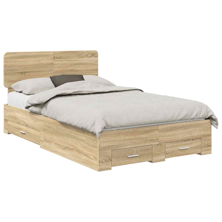Sengestel med hovedgærde Sonoma eg 135 x 190 cm Konstrueret træ