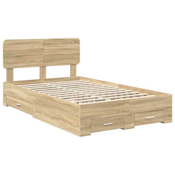Sengestel med hovedgærde Sonoma eg 135 x 190 cm Konstrueret træ