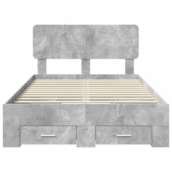 Sengestel med skuffe Beton Grå 135 x 190 cm Konstrueret træ