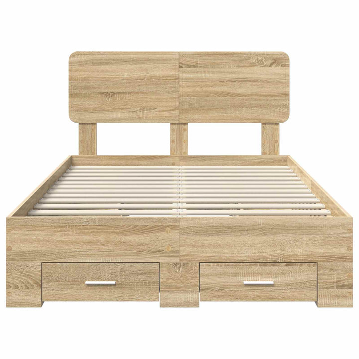 Sengestel med skuffe Sonoma eg 120 x 200 cm Konstrueret træ
