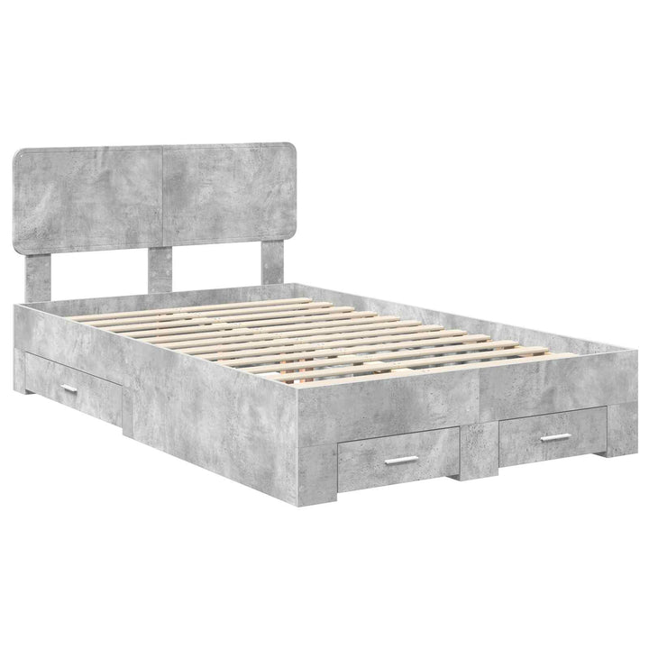 Sengestel med skuffe Beton Grå 120 x 200 cm Konstrueret træ