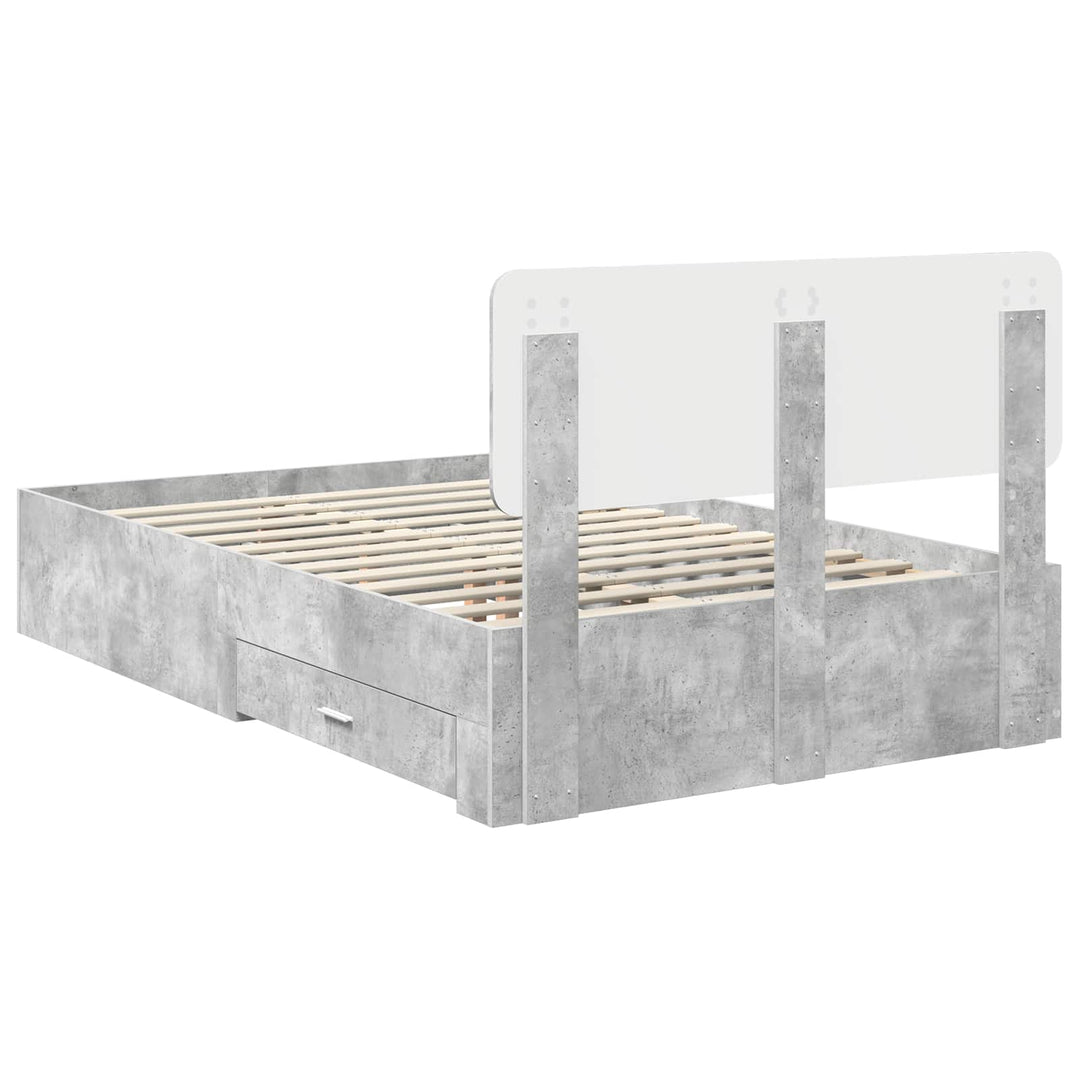 Sengestel med skuffe Beton Grå 120 x 190 cm Konstrueret træ
