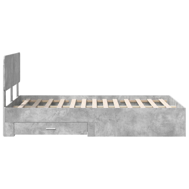 Sengestel med skuffe Beton Grå 120 x 190 cm Konstrueret træ