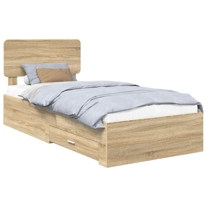 Sengestel med skuffe Sonoma eg 100 x 200 cm Konstrueret træ