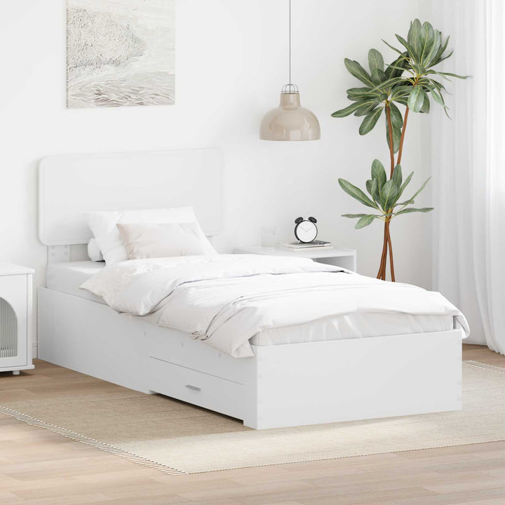 Sengestel med skuffe Hvid 90 x 190 cm Konstrueret træ