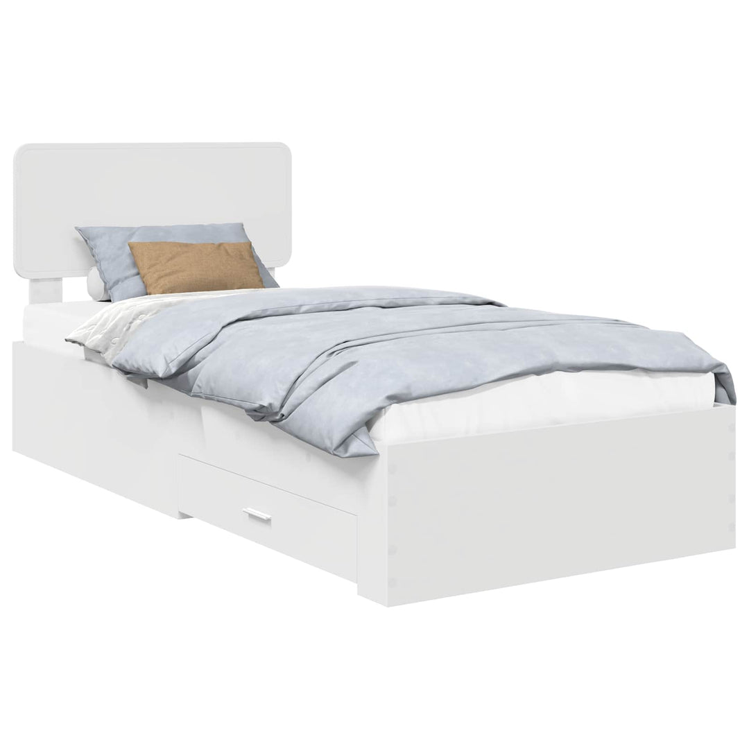 Sengestel med skuffe Hvid 90 x 190 cm Konstrueret træ