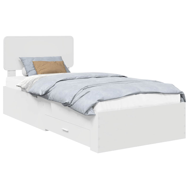 Sengestel med skuffe Hvid 90 x 190 cm Konstrueret træ