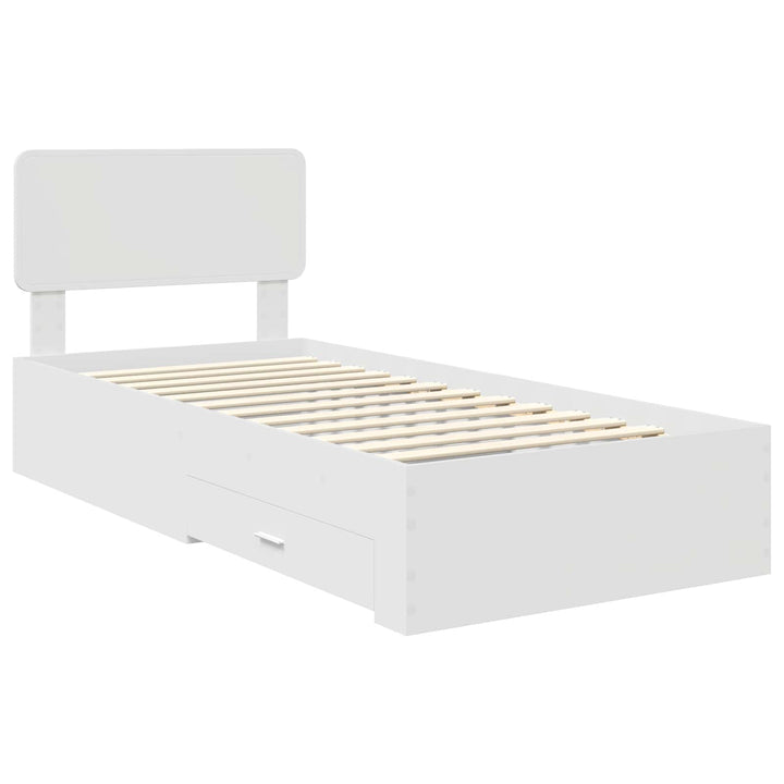 Sengestel med skuffe Hvid 90 x 190 cm Konstrueret træ