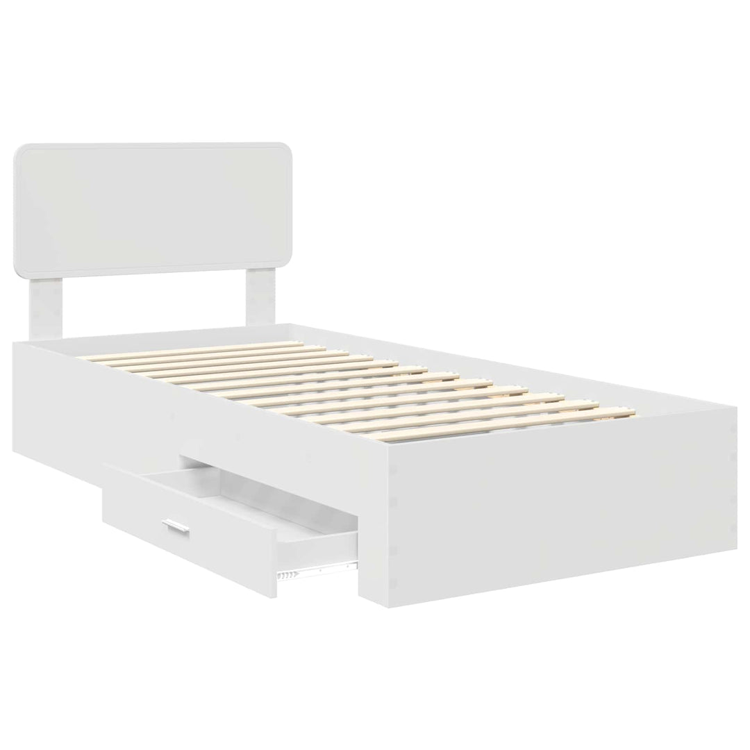 Sengestel med skuffe Hvid 90 x 190 cm Konstrueret træ