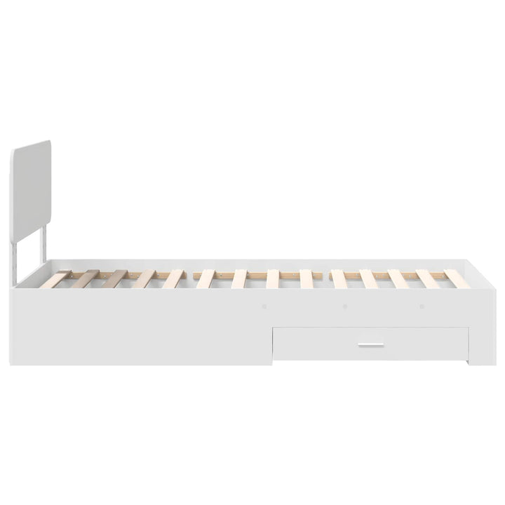 Sengestel med skuffe Hvid 90 x 190 cm Konstrueret træ