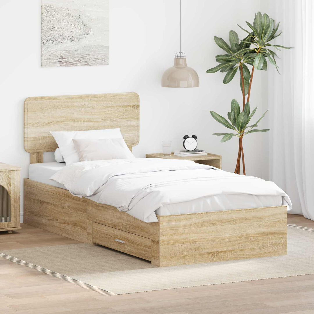 Sengestel med hovedgærde Sonoma eg 75 x 190 cm Konstrueret træ