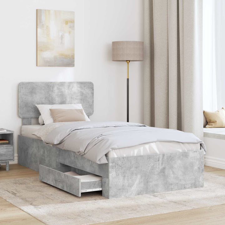 Sengestel med hovedgærde Beton Grå 70 x 190 cm Konstrueret træ
