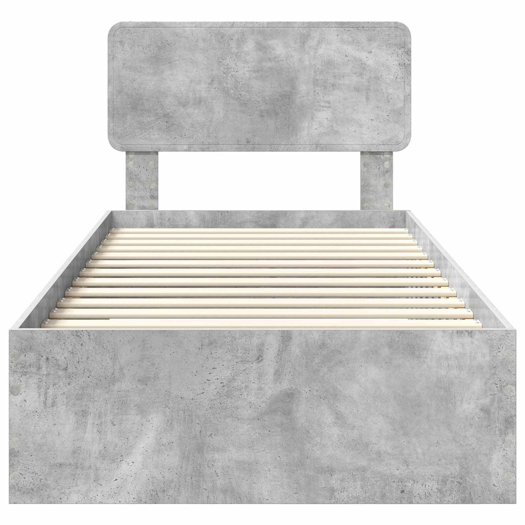 Sengestel med hovedgærde Beton Grå 70 x 190 cm Konstrueret træ