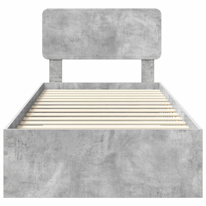 Sengestel med hovedgærde Beton Grå 70 x 190 cm Konstrueret træ