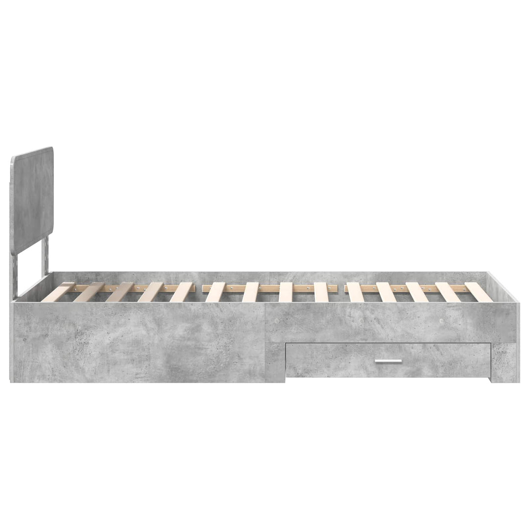 Sengestel med hovedgærde Beton Grå 70 x 190 cm Konstrueret træ