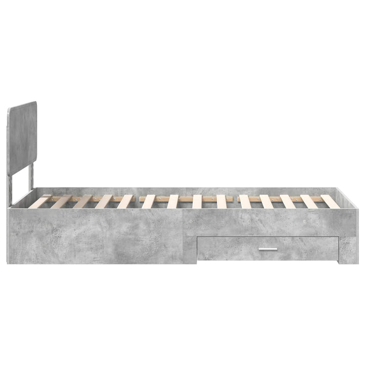 Sengestel med hovedgærde Beton Grå 70 x 190 cm Konstrueret træ