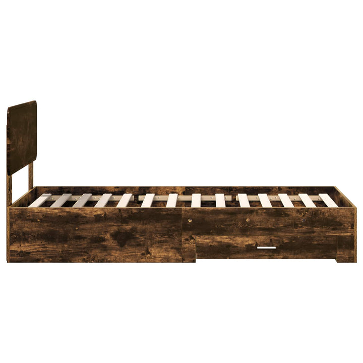 Sengestel med hovedgærde Røget eg 75 x 190 cm Konstrueret træ