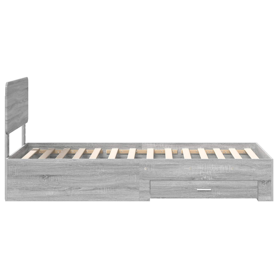 Sengestel med hovedgærde Grå Sonoma 75 x 190 cm Konstrueret træ