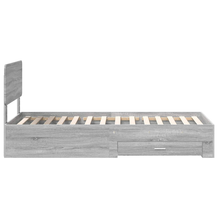 Sengestel med hovedgærde Grå Sonoma 75 x 190 cm Konstrueret træ