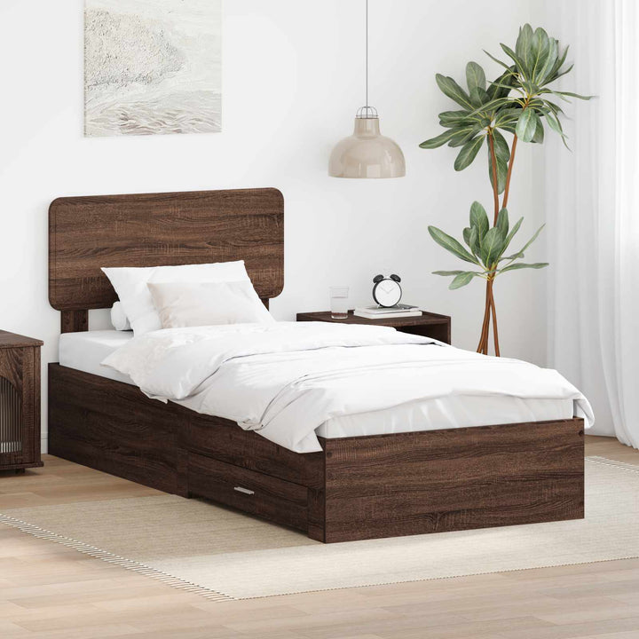 Sengestel med hovedgærde Brun eg 75 x 190 cm Konstrueret træ