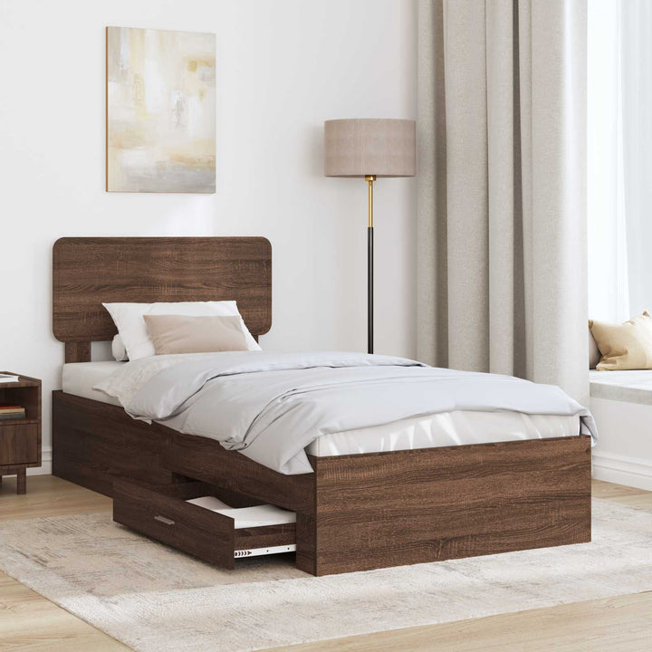 Sengestel med hovedgærde Brun eg 75 x 190 cm Konstrueret træ