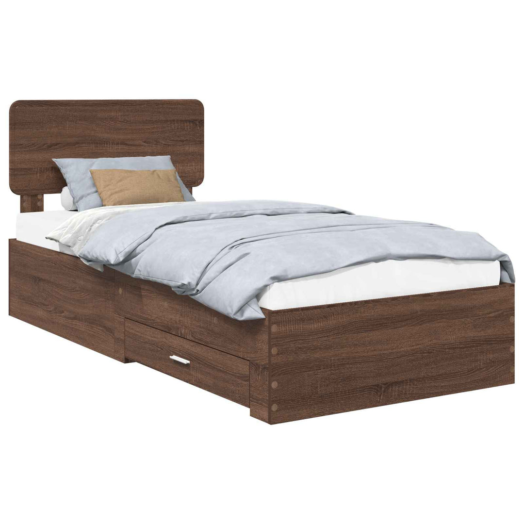 Sengestel med hovedgærde Brun eg 75 x 190 cm Konstrueret træ