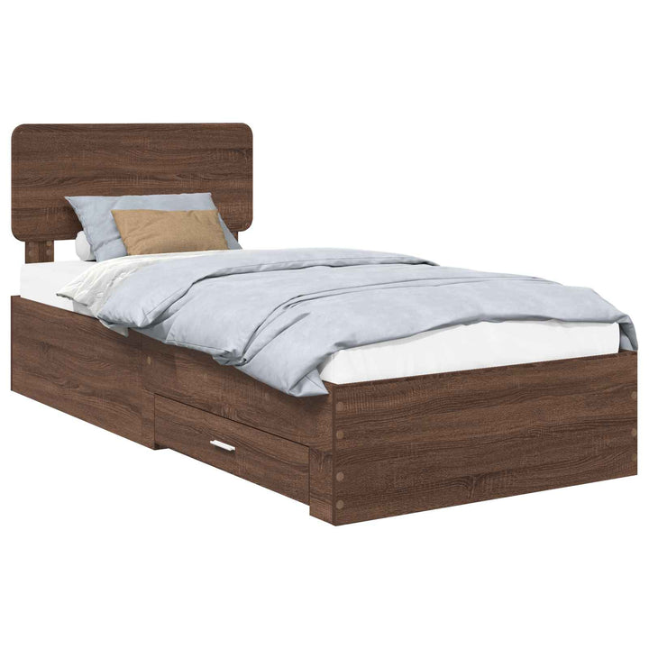 Sengestel med hovedgærde Brun eg 75 x 190 cm Konstrueret træ
