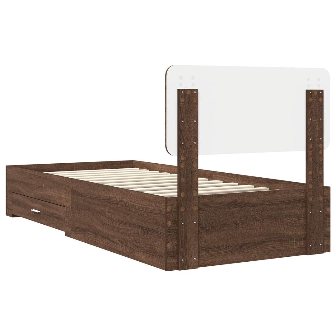 Sengestel med hovedgærde Brun eg 75 x 190 cm Konstrueret træ