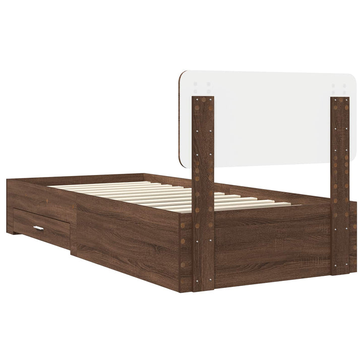 Sengestel med hovedgærde Brun eg 75 x 190 cm Konstrueret træ