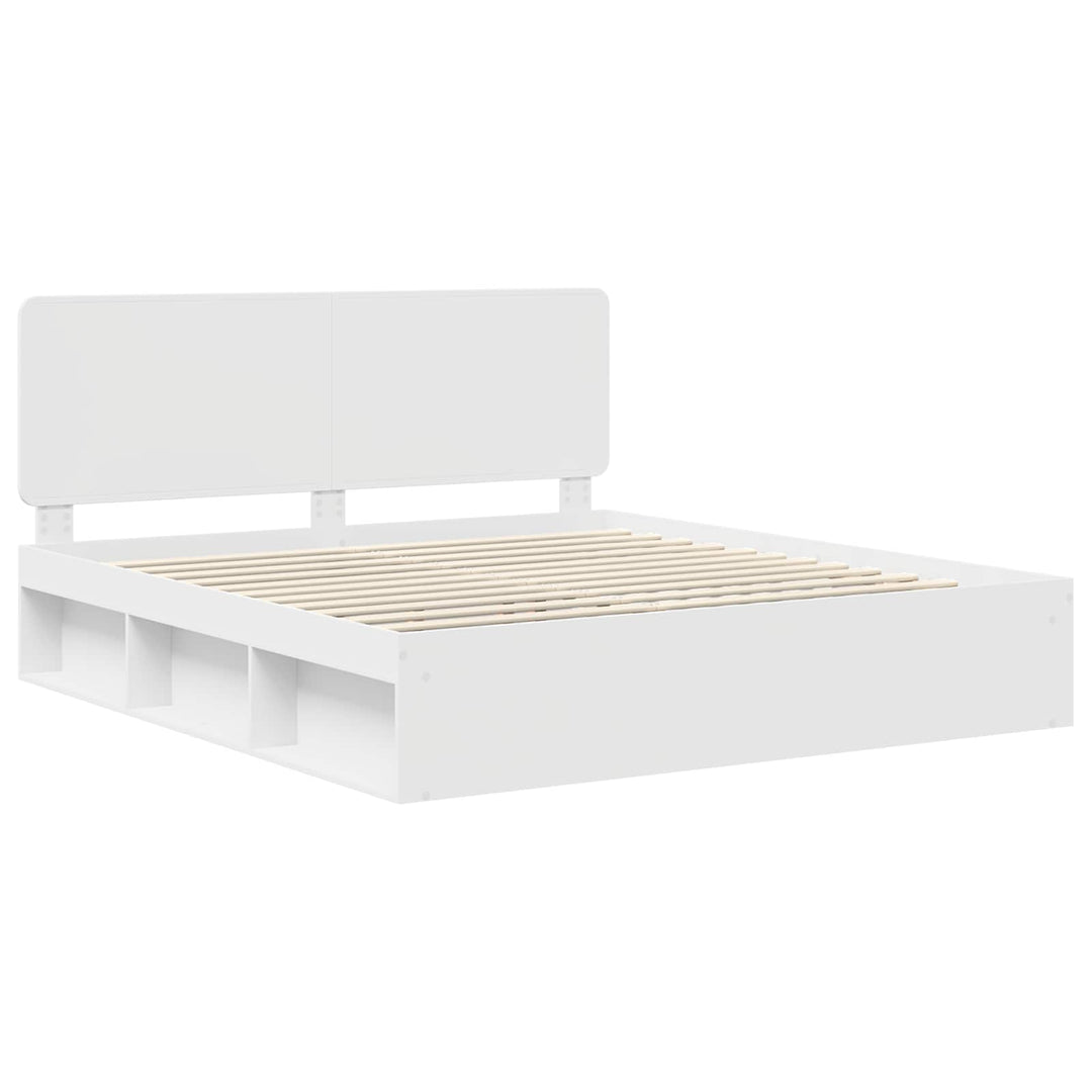 Sengestel med hovedgærde Hvid 200 x 200 cm Massiv fyrretræ