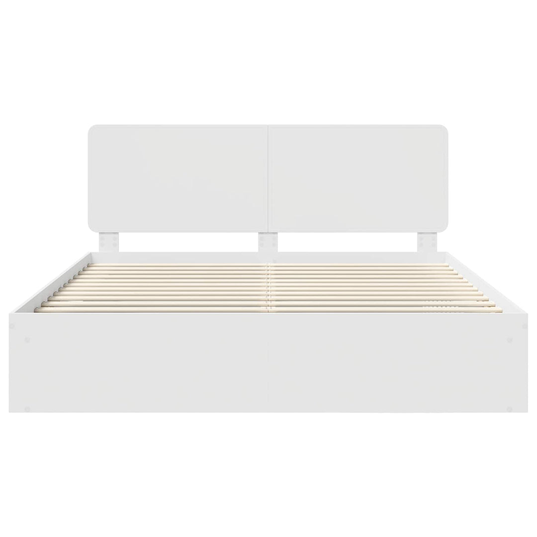 Sengestel med hovedgærde Hvid 200 x 200 cm Massiv fyrretræ
