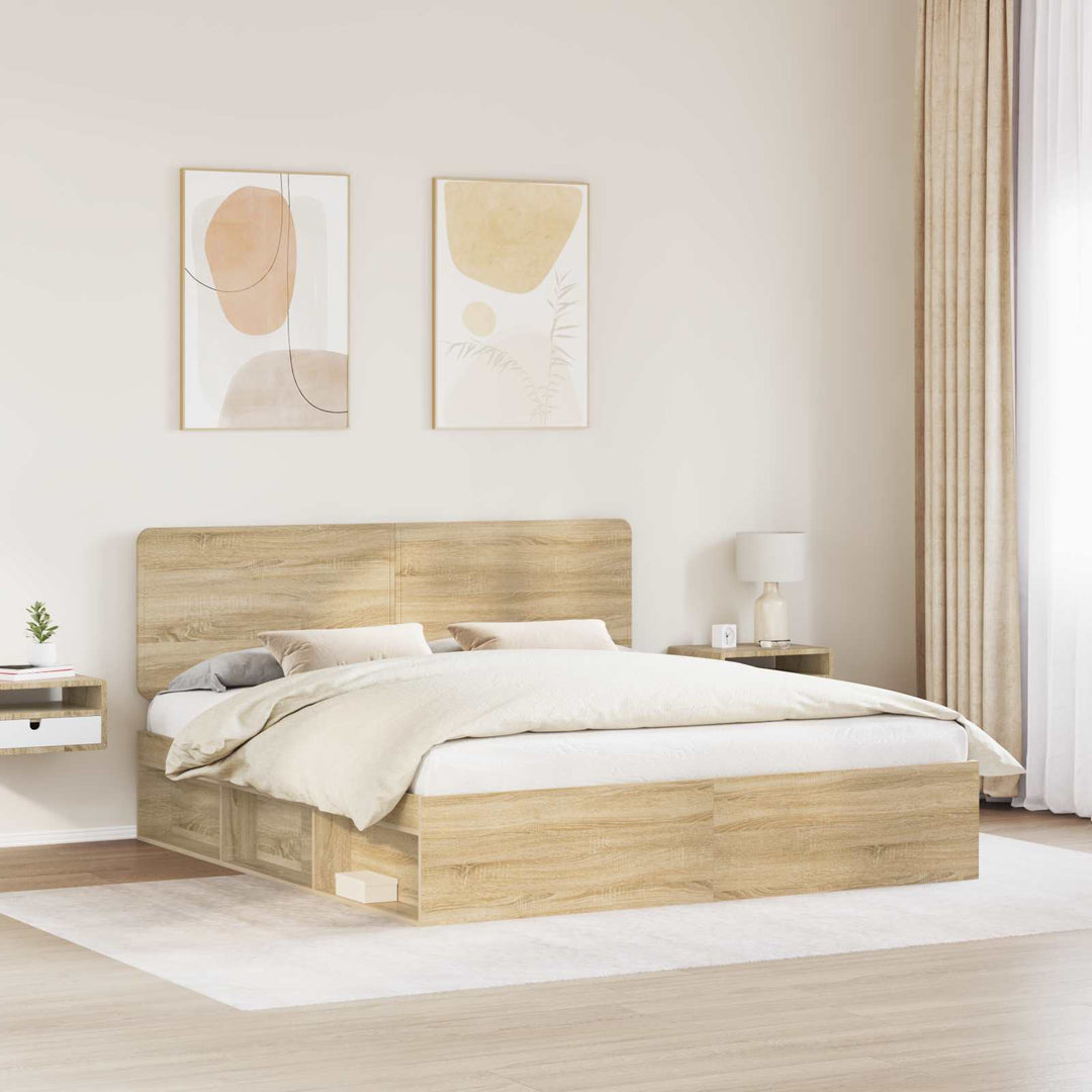 Sengestel med hovedgærde Sonoma 200 x 200 cm Massiv fyrretræ