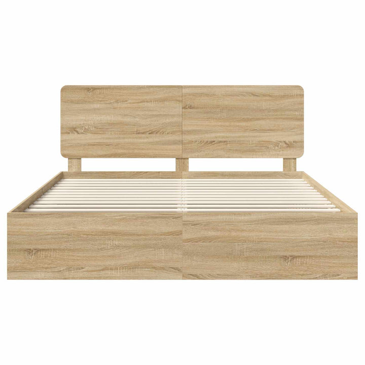 Sengestel med hovedgærde Sonoma 200 x 200 cm Massiv fyrretræ