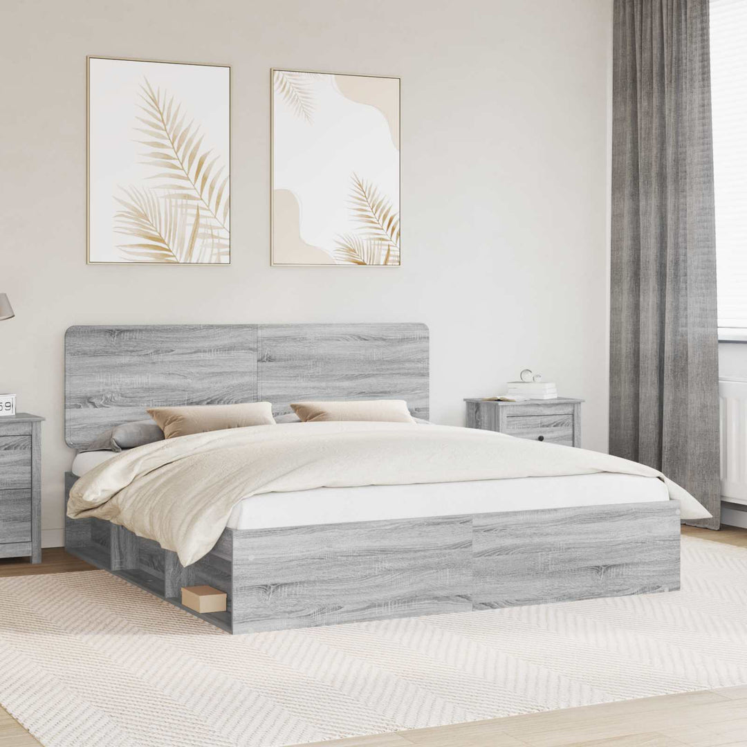 Sengestel Grå Sonoma 200 x 200 cm Massiv fyrretræ
