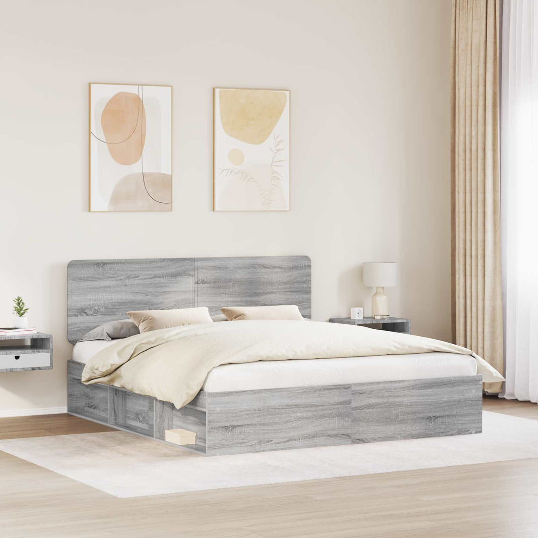 Sengestel Grå Sonoma 200 x 200 cm Massiv fyrretræ