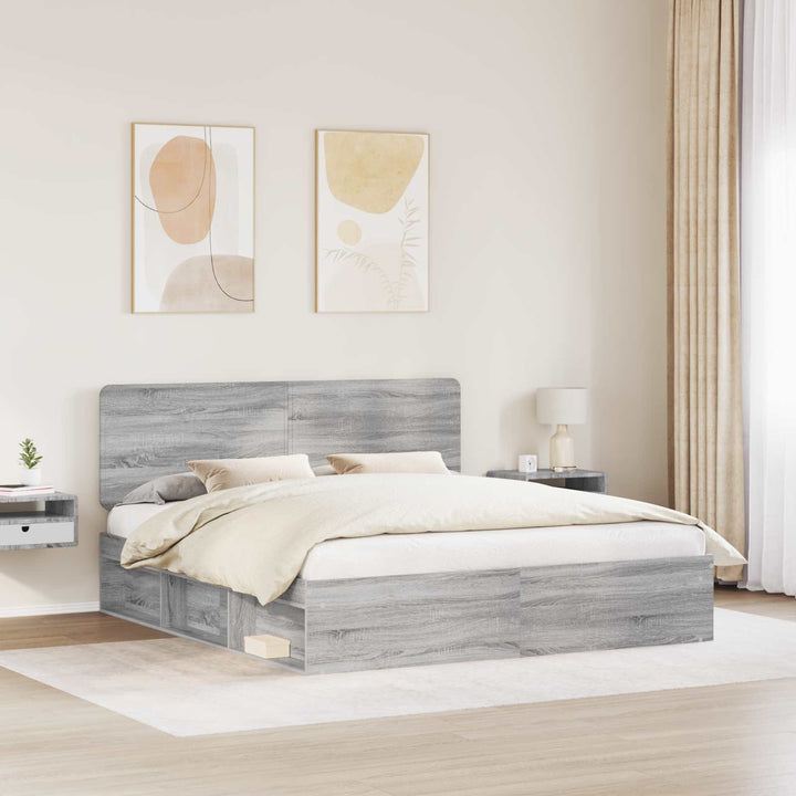 Sengestel Grå Sonoma 200 x 200 cm Massiv fyrretræ