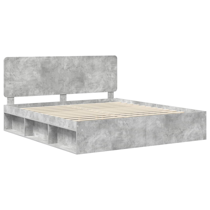 Sengestel med hovedgærde Beton 180 x 200 cm Massiv fyrretræ