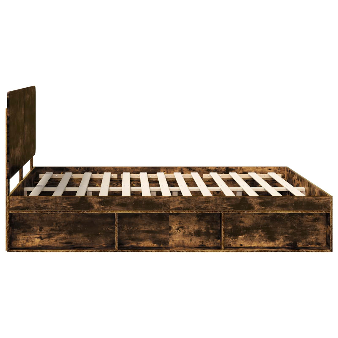Sengestel med hovedgærde Røget eg 180 x 200 cm Massiv fyrretræ