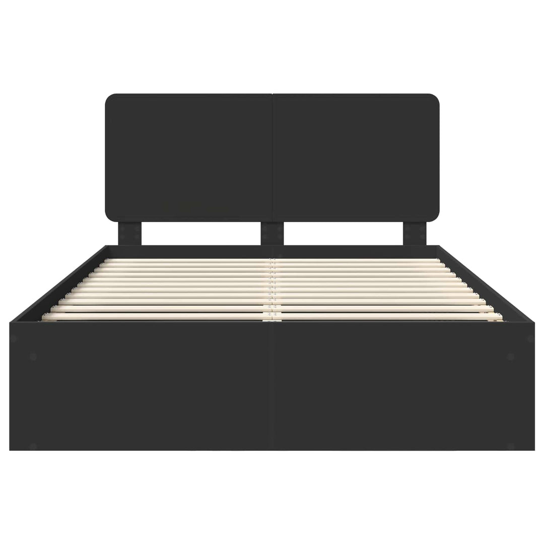 Sengestel med hovedgærde Sort 160 x 200 cm Massiv fyrretræ