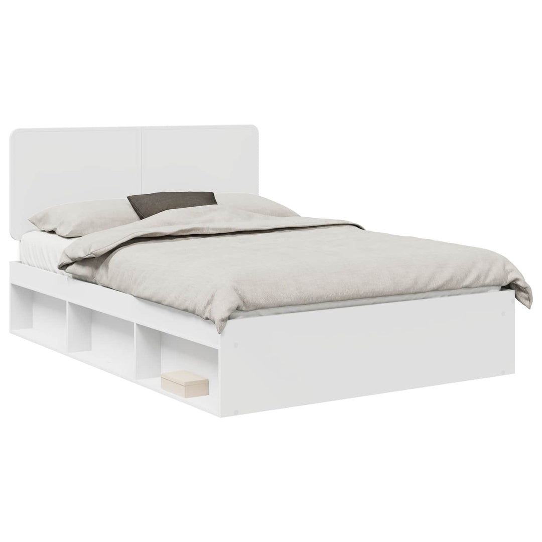 Sengestel med hovedgærde Hvid 150 x 200 cm Massiv fyrretræ