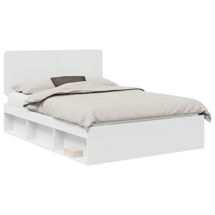 Sengestel med hovedgærde Hvid 150 x 200 cm Massiv fyrretræ