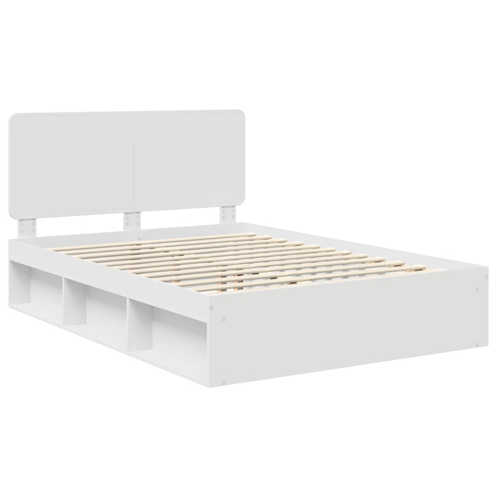 Sengestel med hovedgærde Hvid 150 x 200 cm Massiv fyrretræ