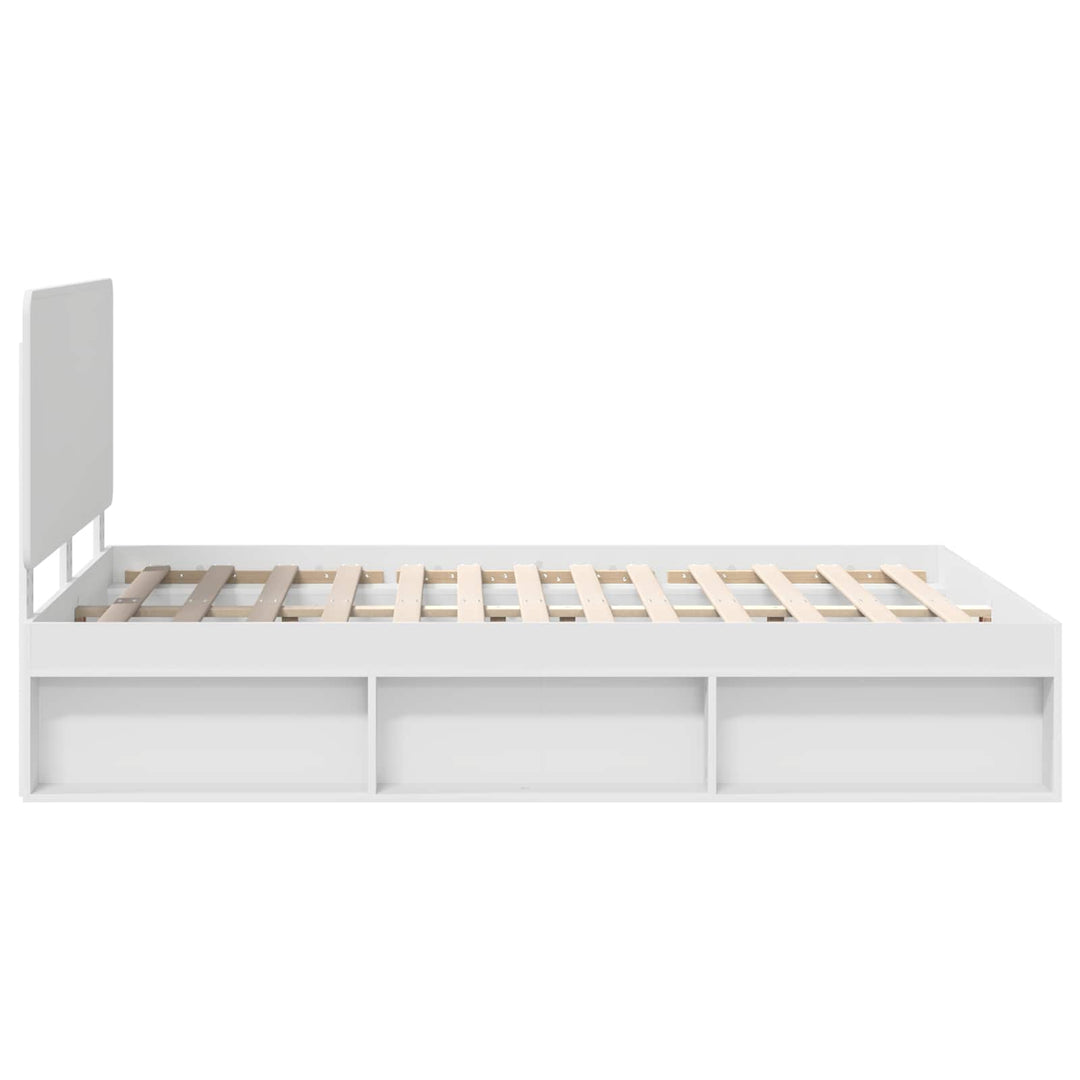 Sengestel med hovedgærde Hvid 150 x 200 cm Massiv fyrretræ