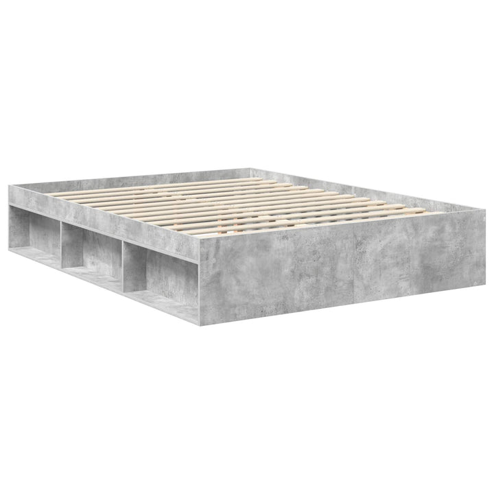 Sengestel med hovedgærde Beton Grå 150 x 200 cm Massiv fyrretræ
