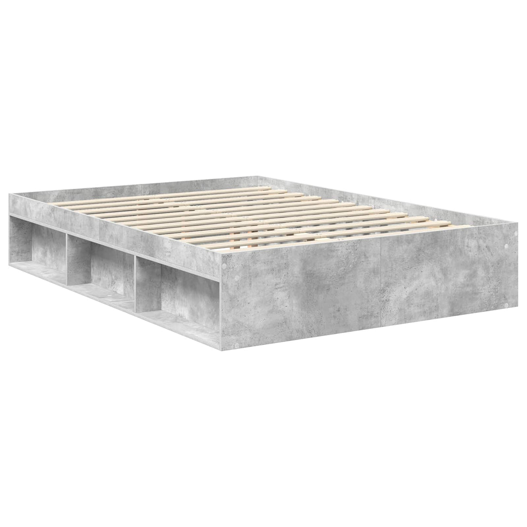 Sengestel med hovedgærde Beton 140 x 190 cm Massiv fyrretræ