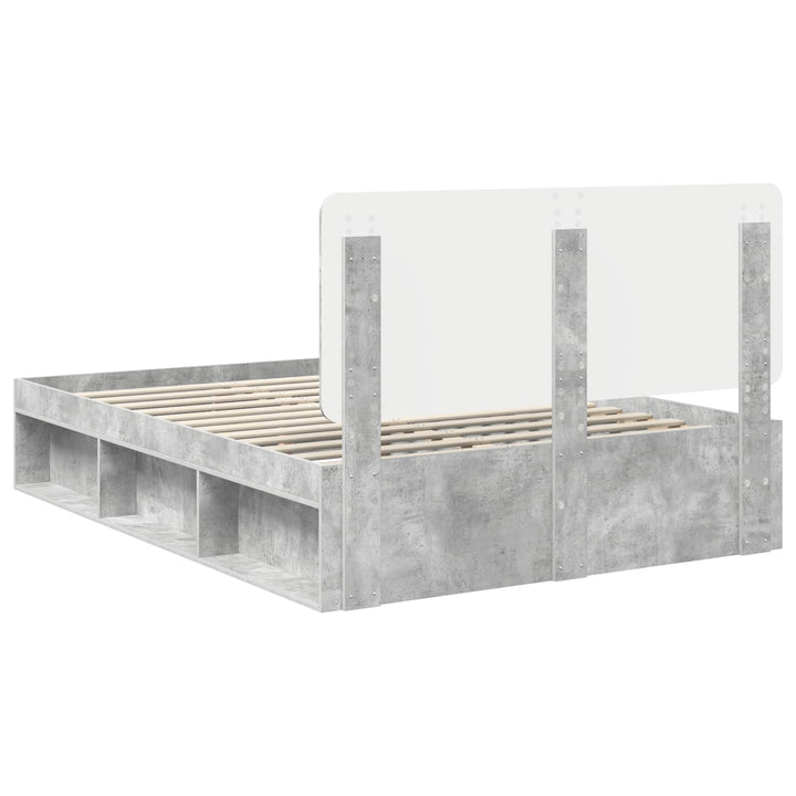 Sengestel med hovedgærde Beton 140 x 190 cm Massiv fyrretræ