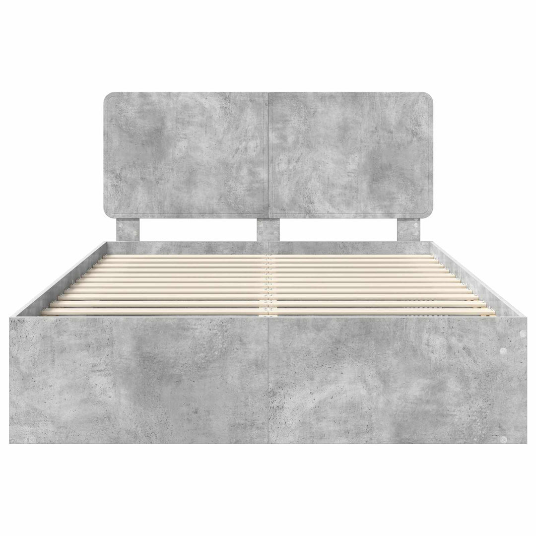 Sengestel med hovedgærde Beton 140 x 190 cm Massiv fyrretræ