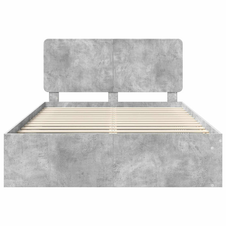 Sengestel med hovedgærde Beton 140 x 190 cm Massiv fyrretræ